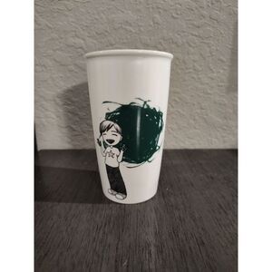 Starbucks 2015 Boy FingerPainting Dot ceramic Tumbler Cup Coffee Mug‎ w/lid 12oz
